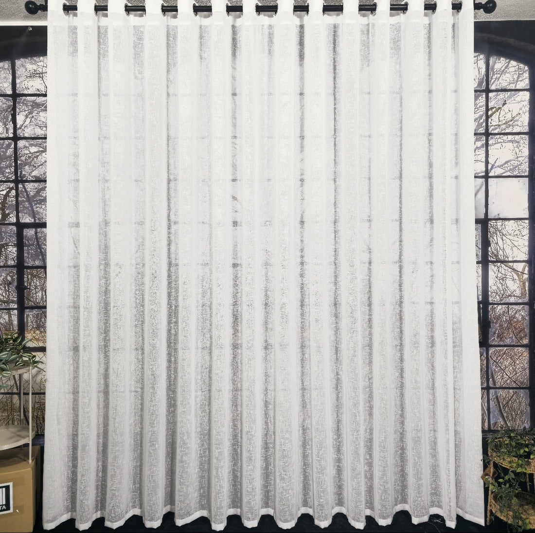Wave Vorhang „Linea“ – Struktur Halbtransparent in Reinweiß