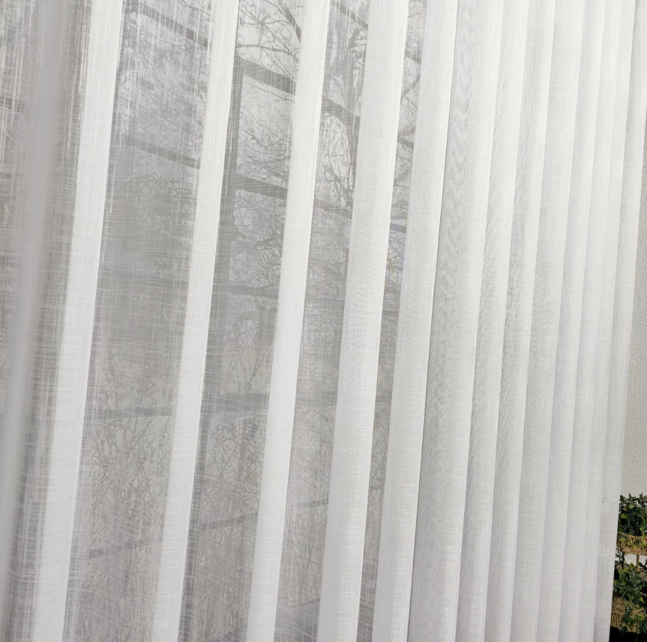 Wave Vorhang „Grida“ – Struktur Halbtransparent in Reinweiß