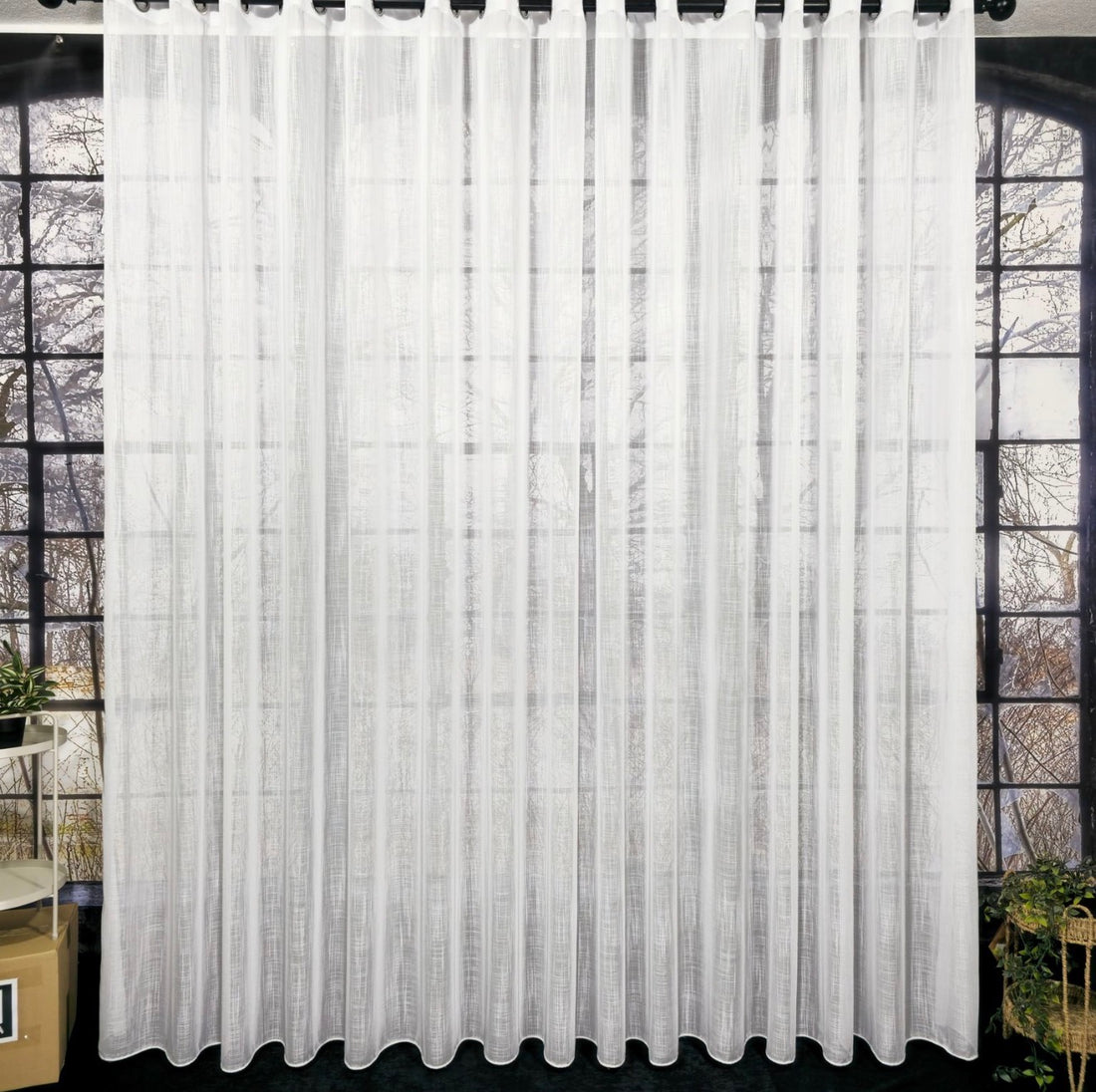 Wave Vorhang „Grida“ – Struktur Halbtransparent in Reinweiß