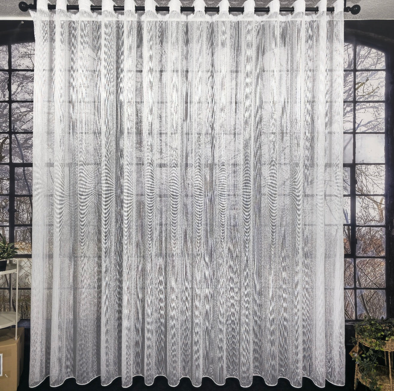 Wave Vorhang „Velora“ – Feinstruktur Halbtransparent in Reinweiß